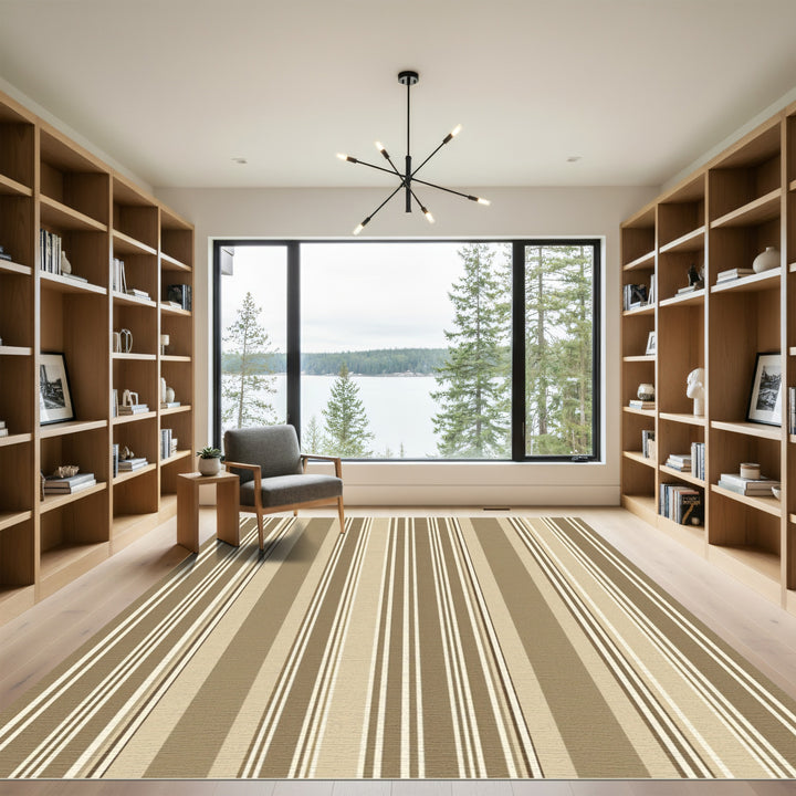 Shades Taupe Neutral Vertical Stripes Rug