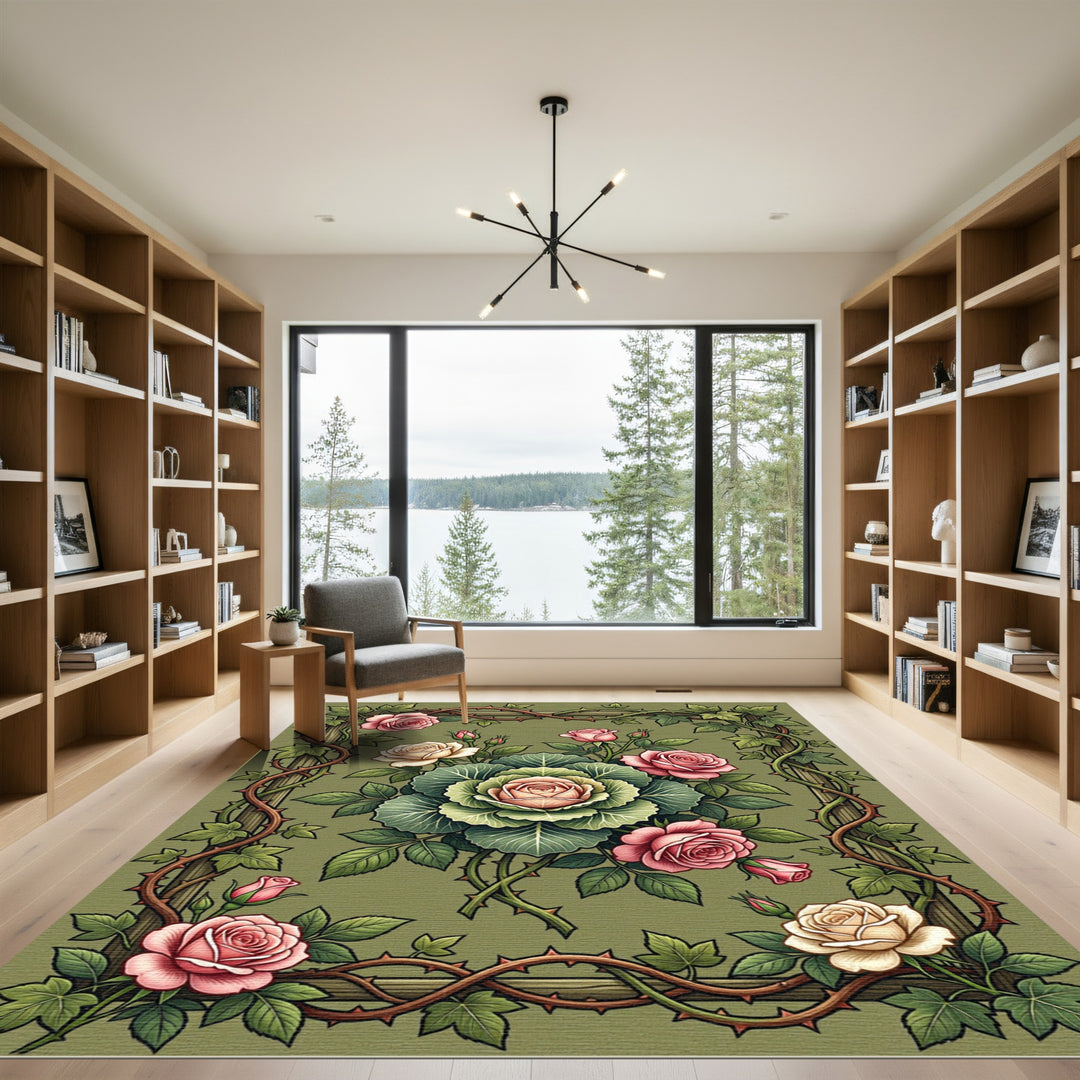 Victorian Rose Garden Thorns Rug