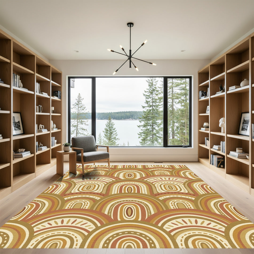 Earthy Boho Rainbow Arch Rug