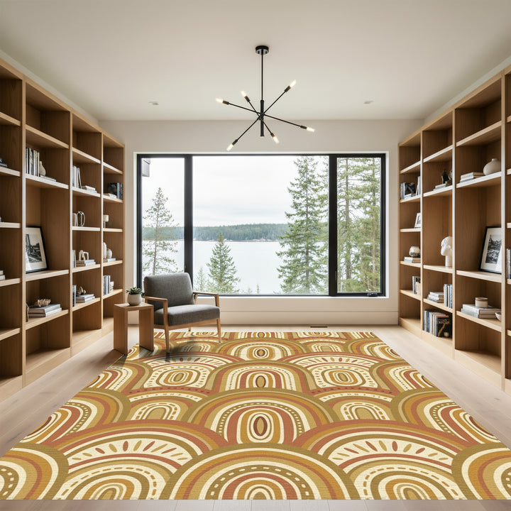 Earthy Boho Rainbow Arch Rug