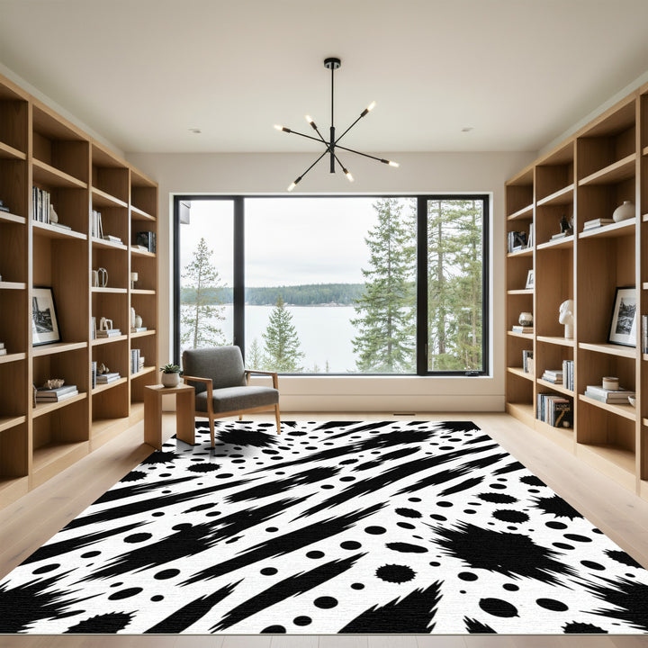 Bold Black Splatter Abstract Rug