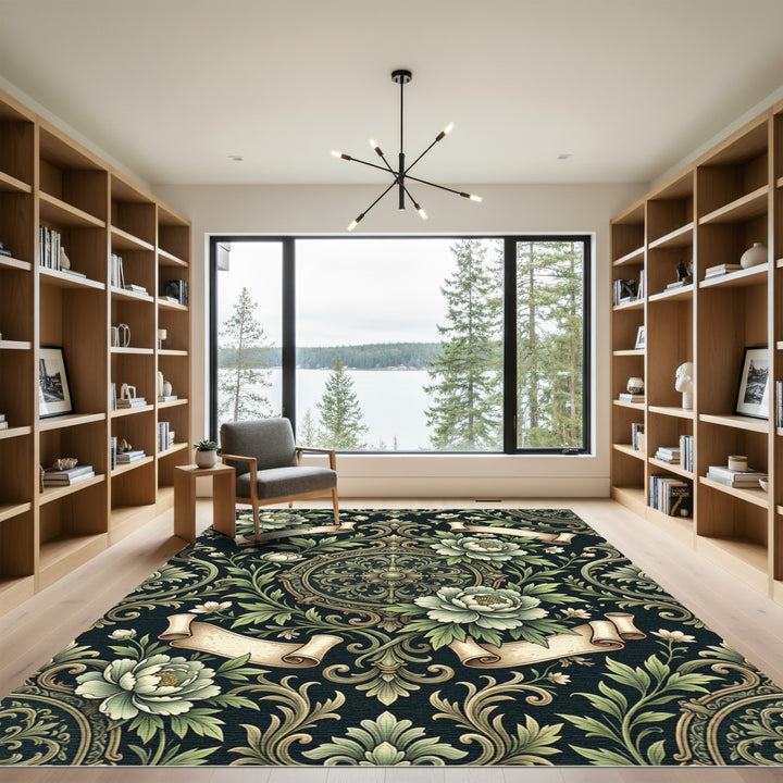Vintage Floral Meadow Serpentine Ribbon Rug
