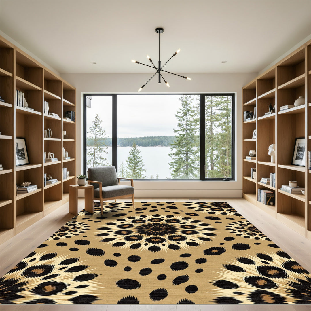 Abstract Leopard Print Mandalas Rug