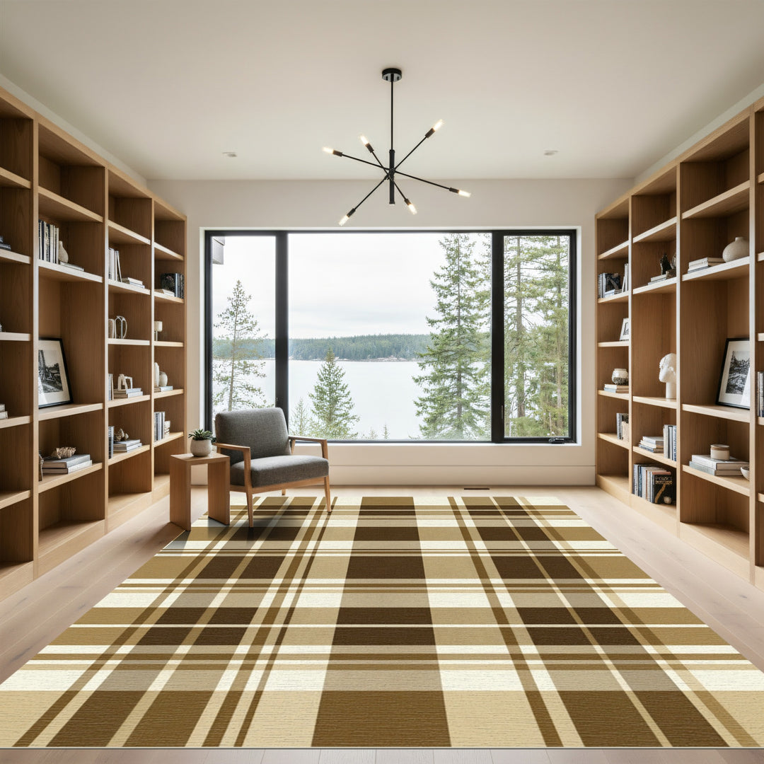 Classic Earthy Tone Plaid Rug