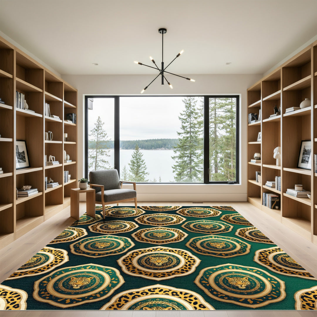 Emerald Leopard Medallion Rug