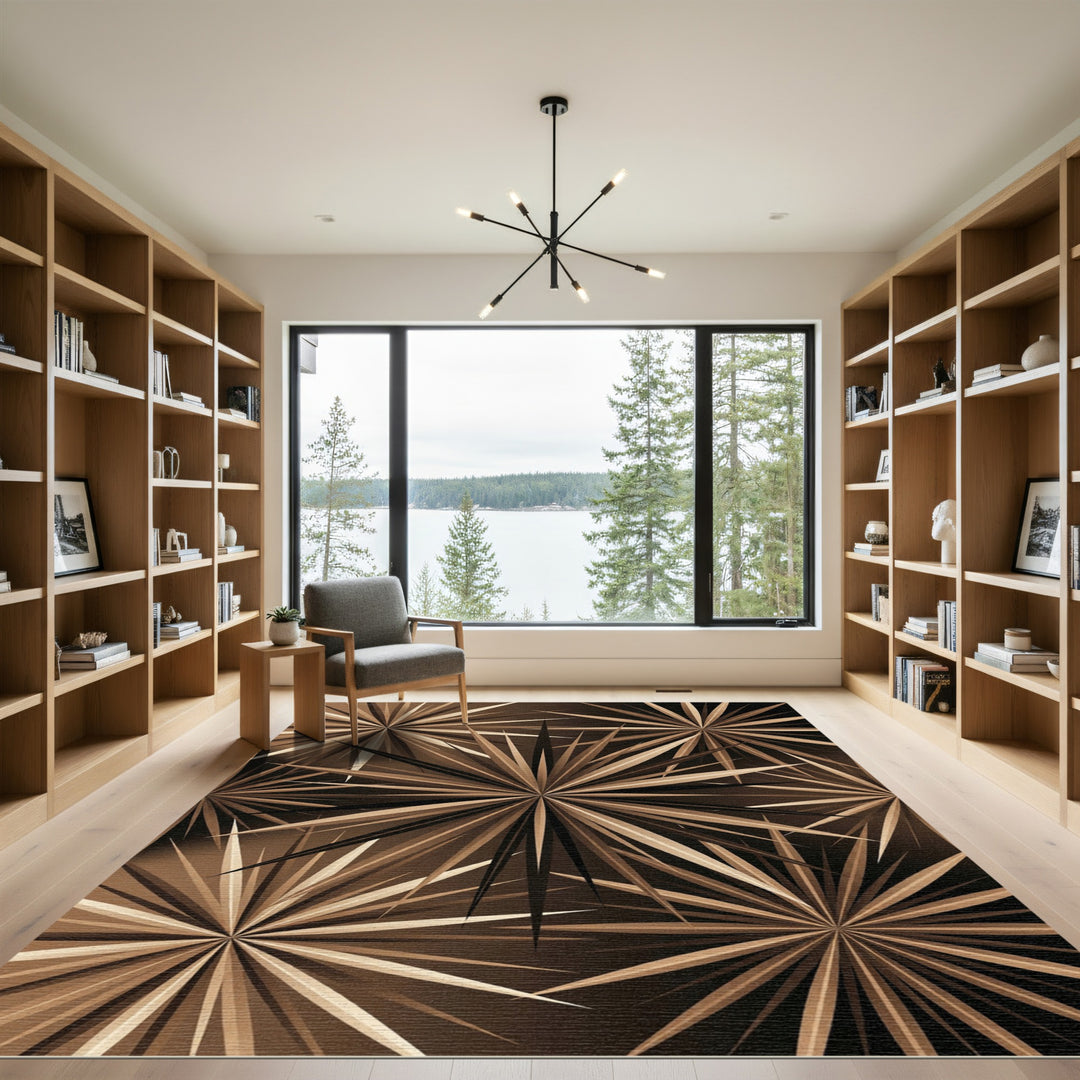Earthy Starburst Radial Arrangement Rug
