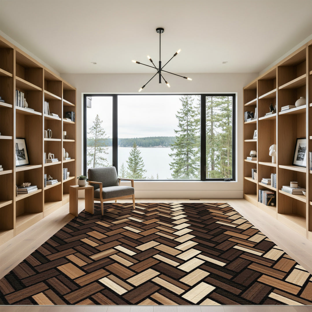 Rich Earth Tones Herringbone Weave Rug