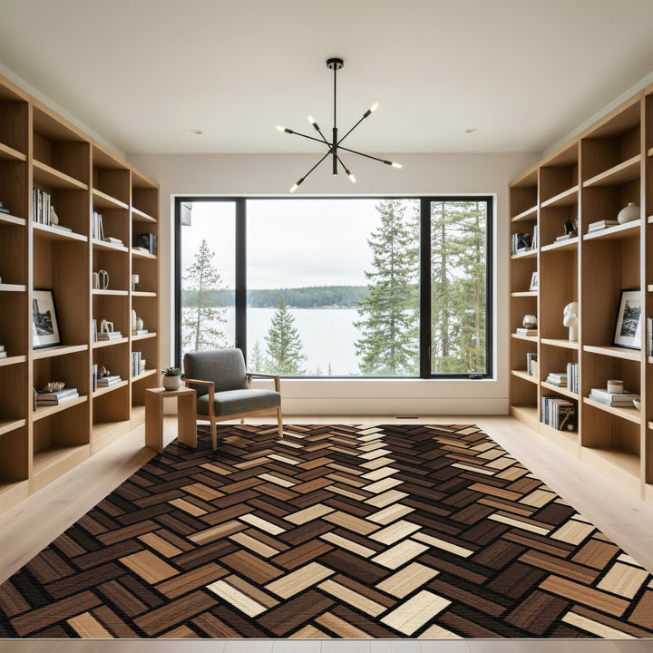 Rich Earth Tones Herringbone Weave Rug