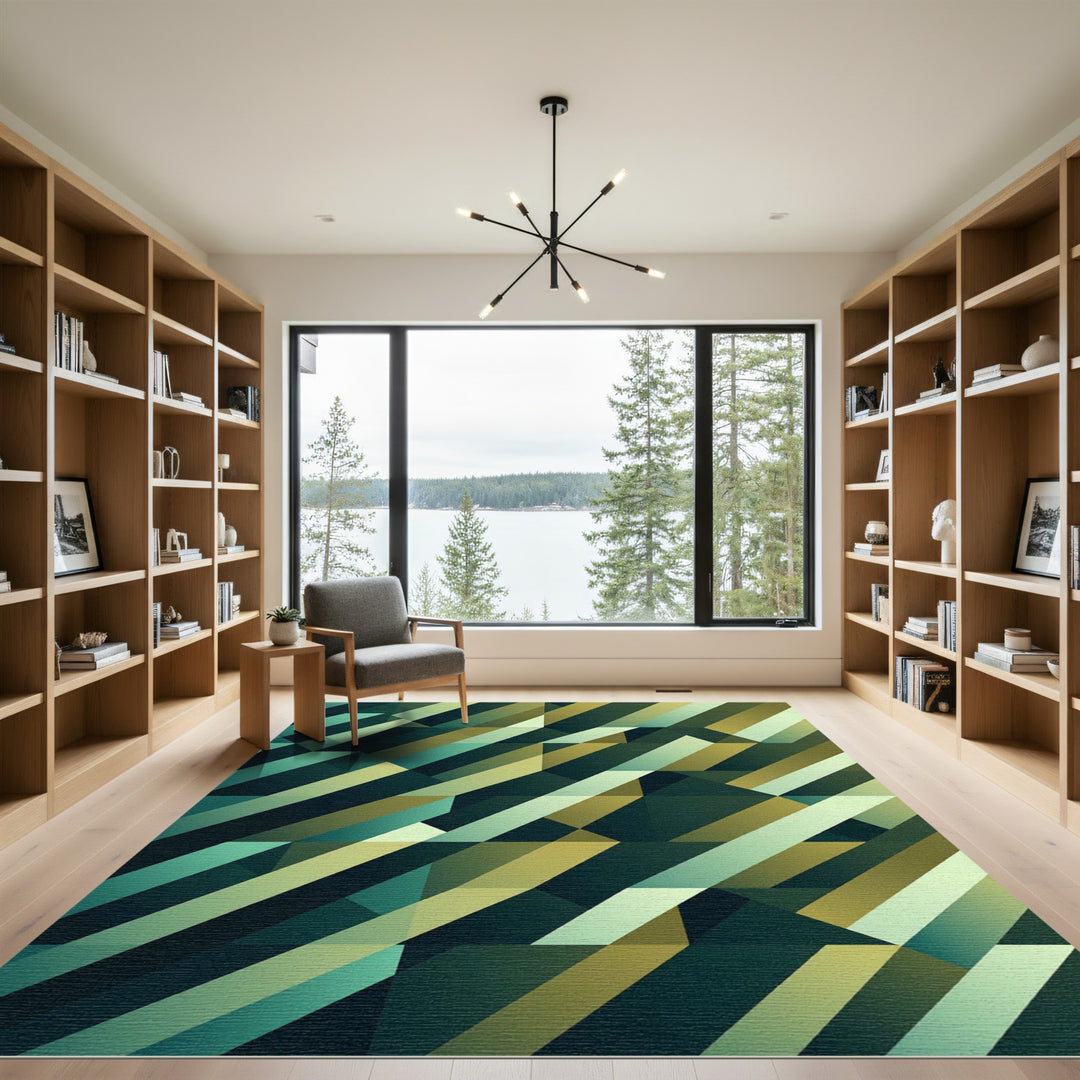 Tonal Geometric Diagonal Stripes Rug