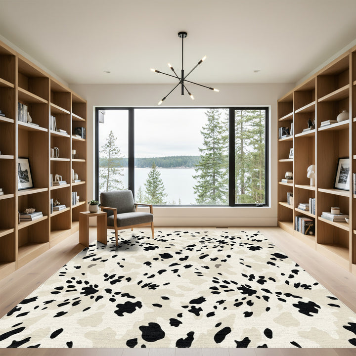 Cream Black Spotted Splash Rug