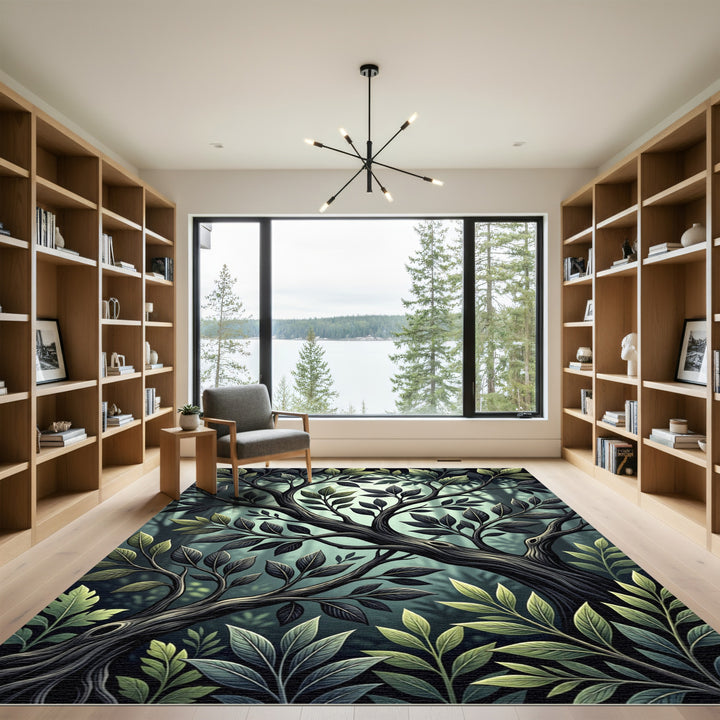 Enchanted Forest Dark Tree Branches Rug