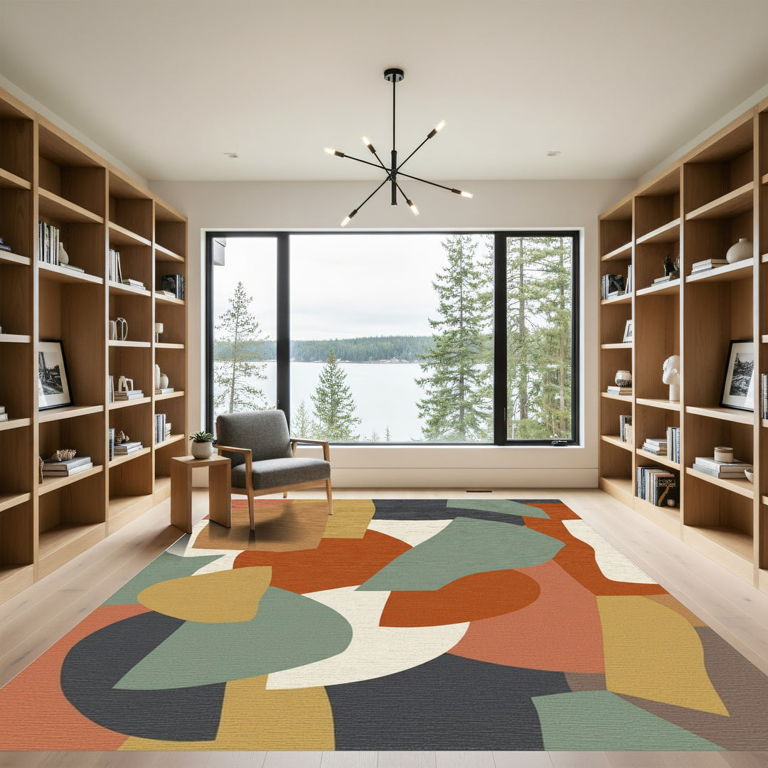 Modern Earthy Tone Abstract Shapes Rug