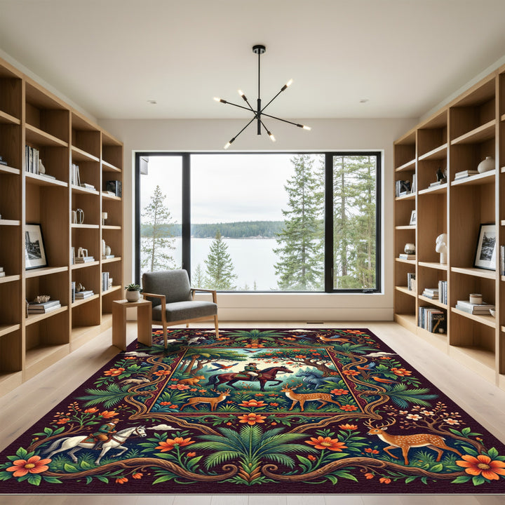 Enchanting Emerald Jungle Animal Rug