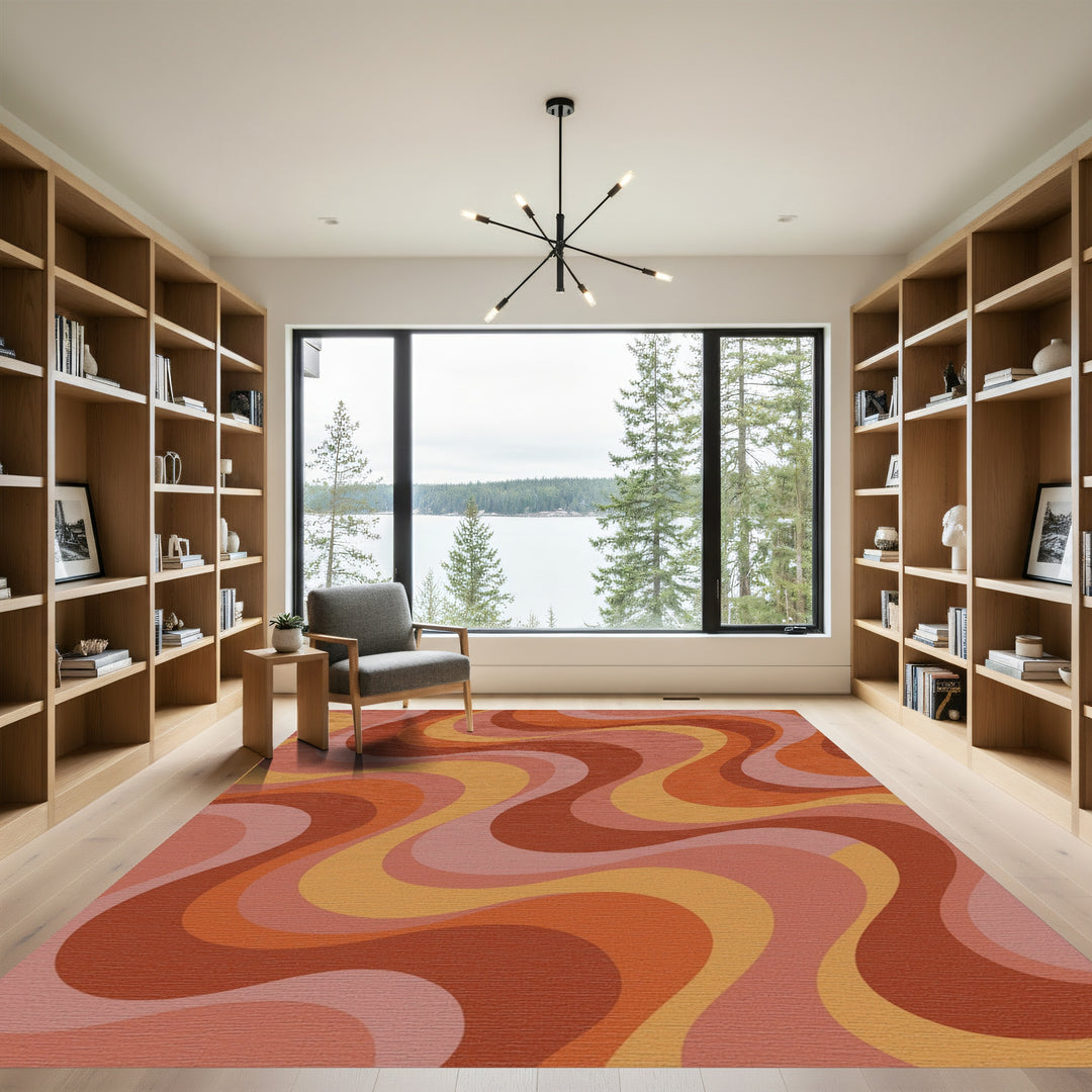 Retro Earth Tone Swirl Rug