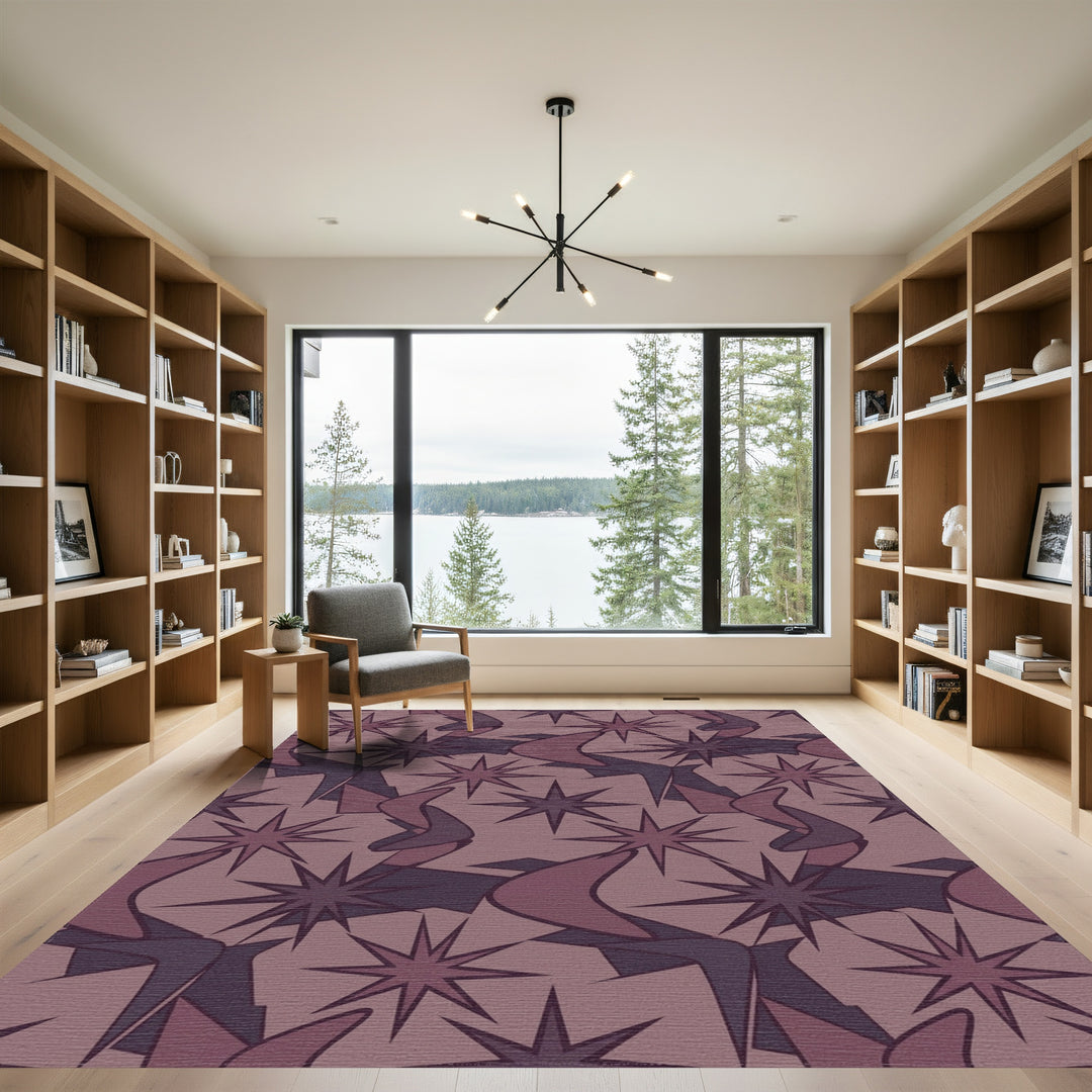 Mauve Abstract Starburst Boomerang Rug