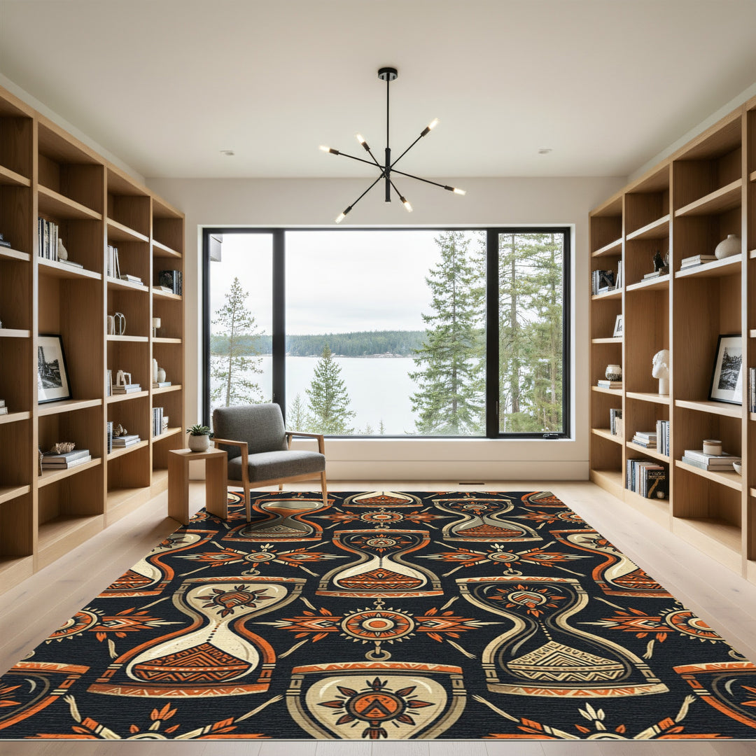 Tribal Hourglass Sunburst Rug