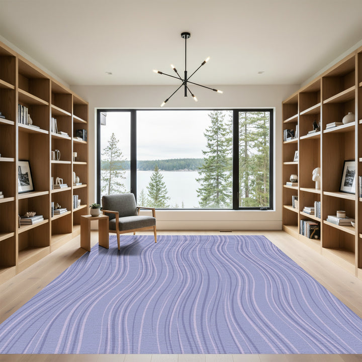 Light Blue Wavy Stripe Rug