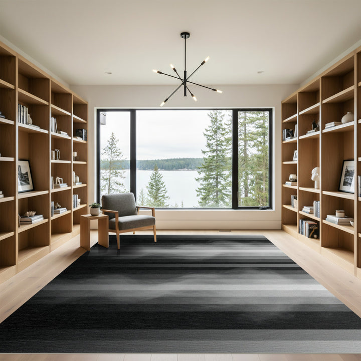 Monochrome Smoky Horizontal Bands Rug