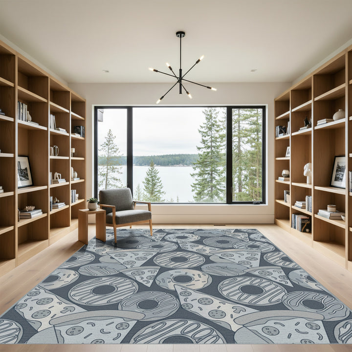 Gray Donut Pizza Collection Rug