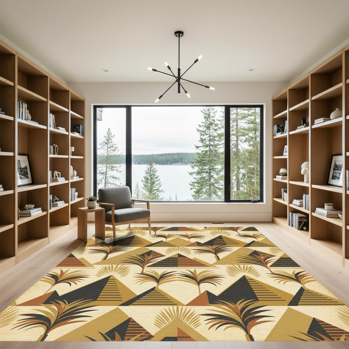 Golden Pyramid Palm Tree Landscape Rug