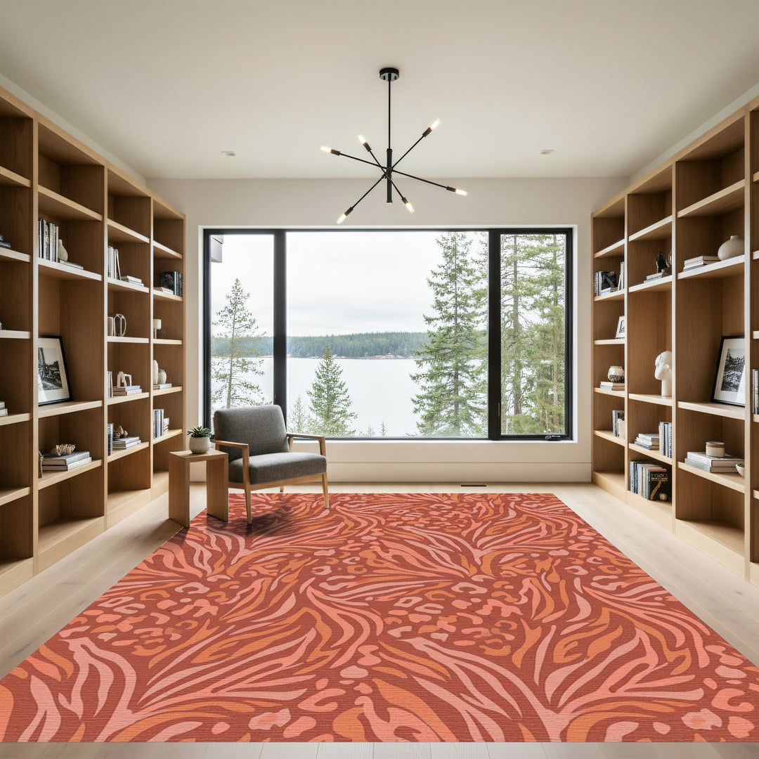 Terra Cotta Animal Print Collage Rug