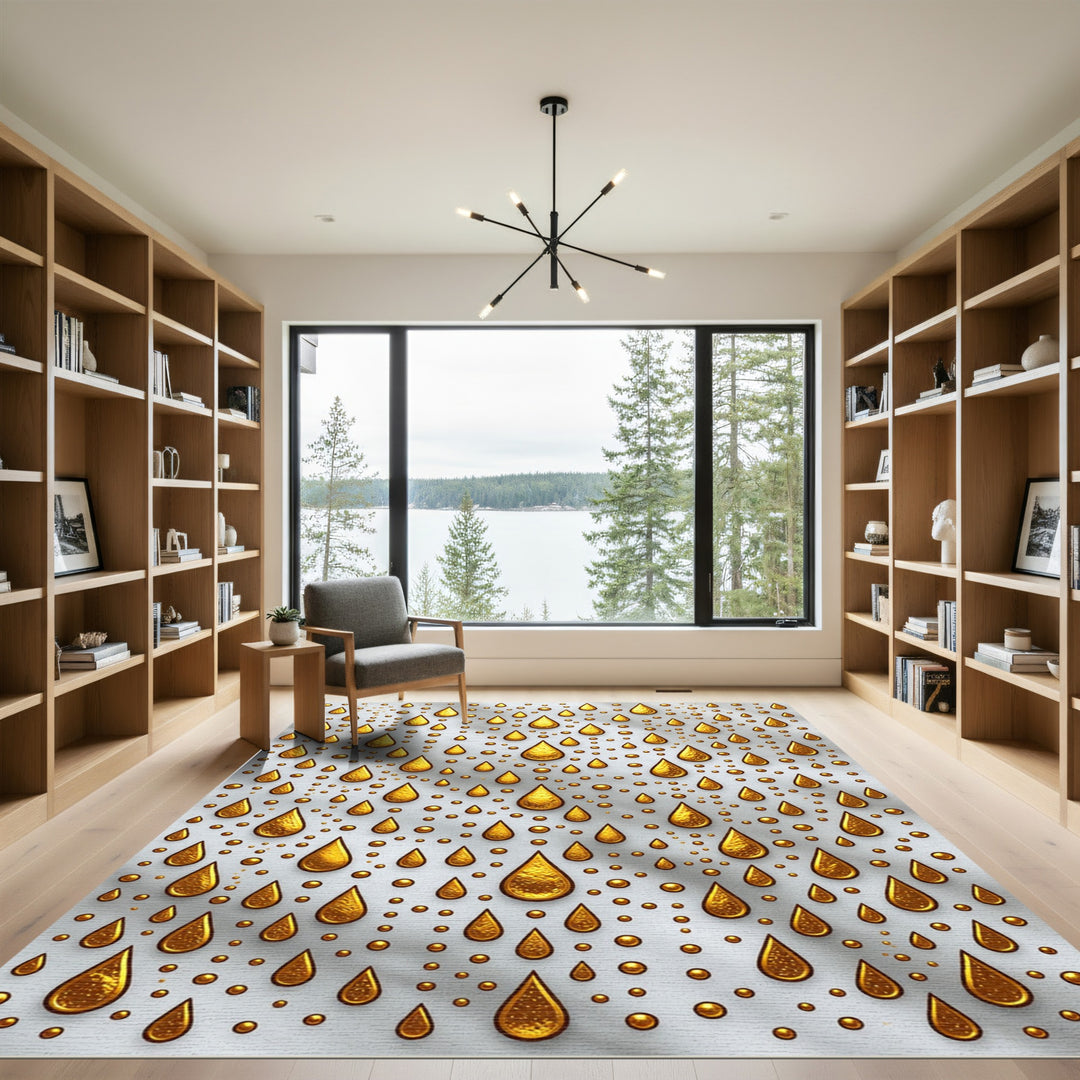 Golden Dripping Tears Scatter Rug