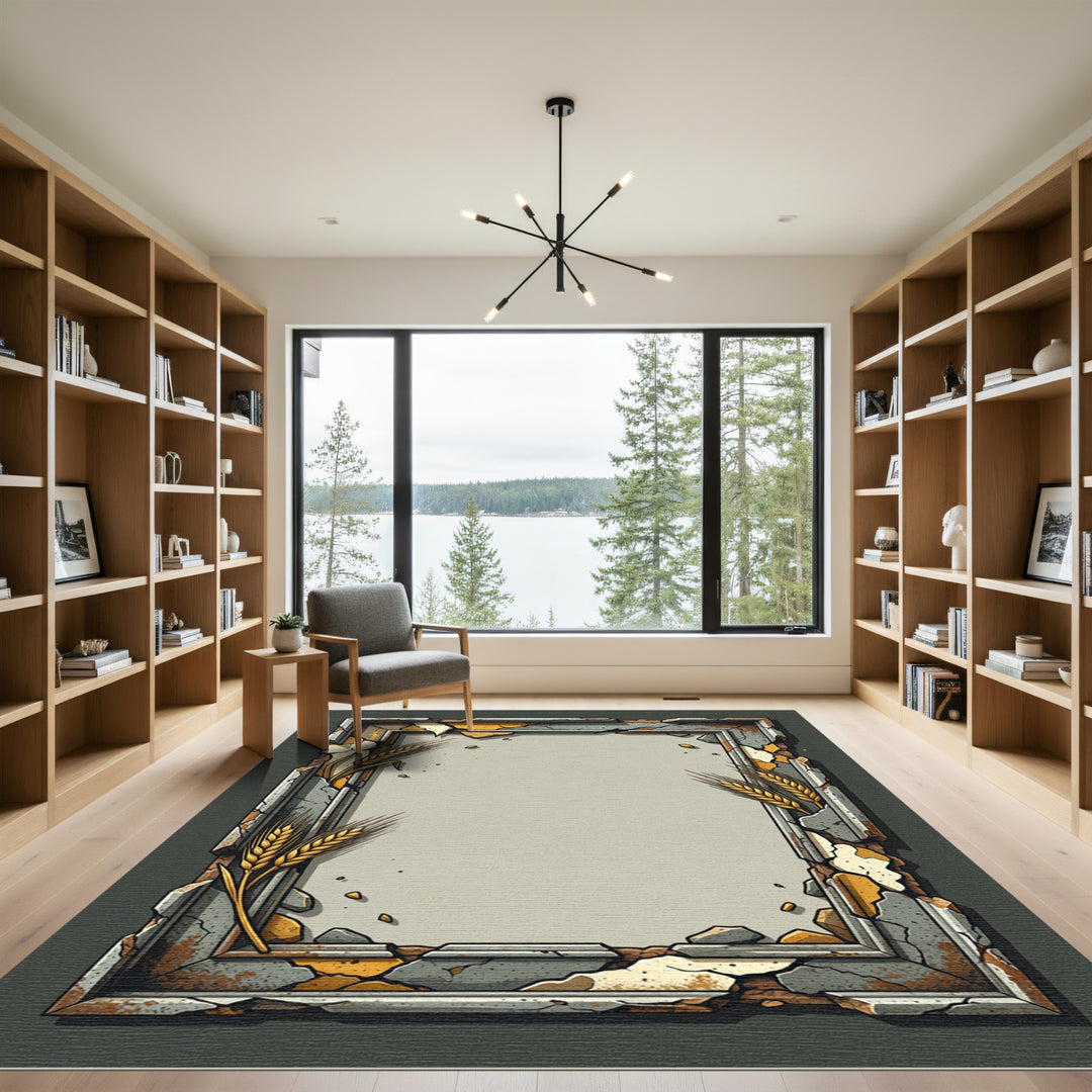 Cracked Frame Golden Wheat Rug