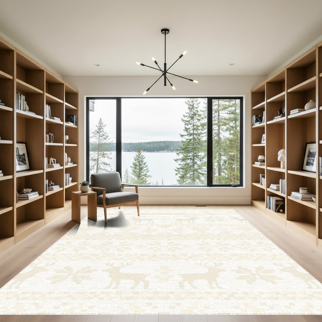 Cream Reindeer Snowflake Fair Isle Rug