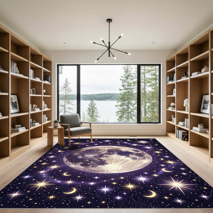 Celestial Moon Starry Night Rug