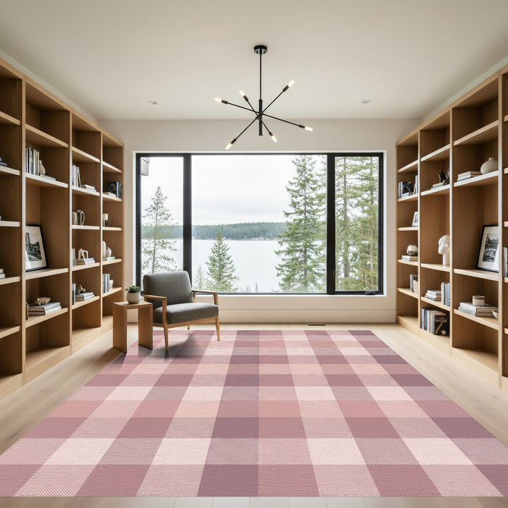Soft Mauve Gingham Plaid Blanket Rug