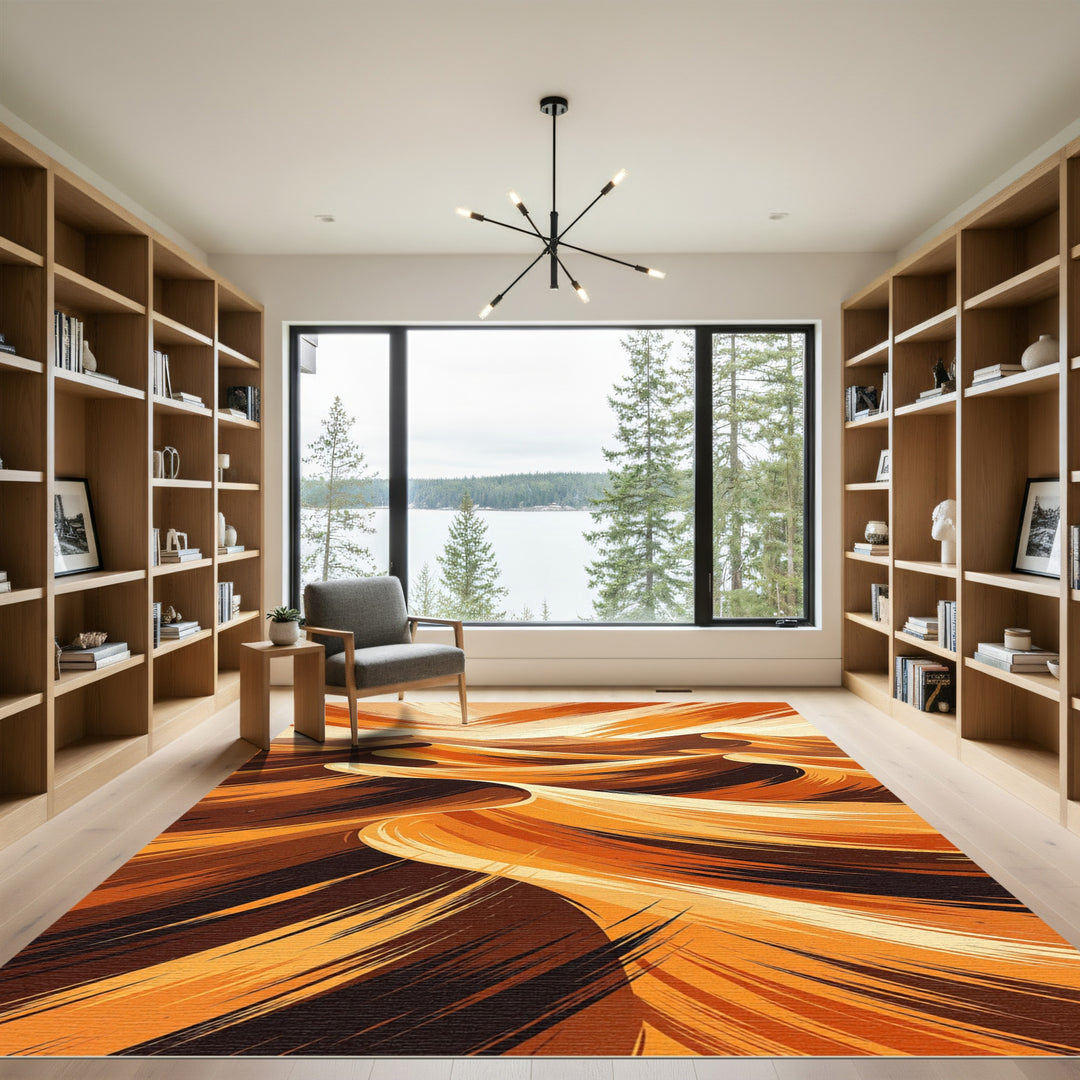Emotive Warm Desert Dune Swirls Rug