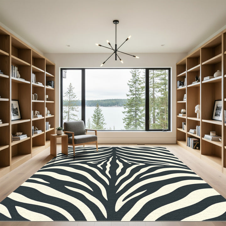 Bold Cream Zebra Stripes Rug