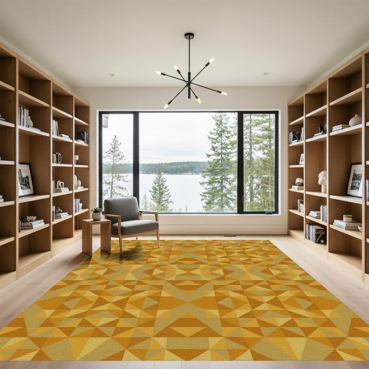 Golden Ochre Geometric Abstract Rug