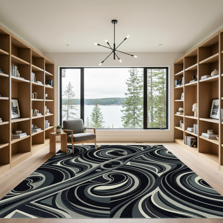 Monochromatic Swirl Liquid Abstract Rug