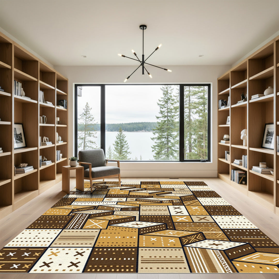 Geometric Steps In Earth Tones Rug