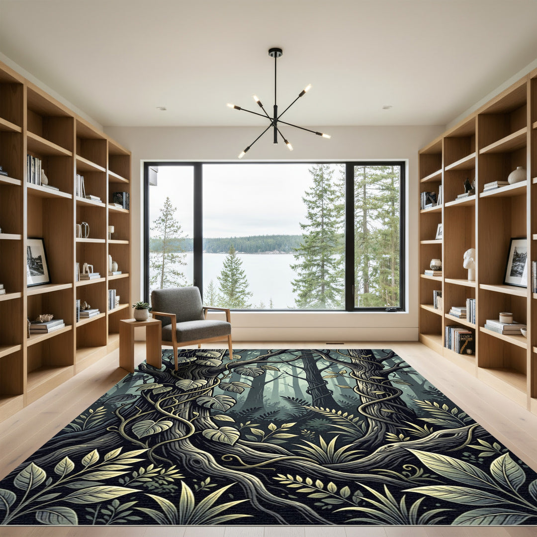 Mystical Dark Forest Vine Rug
