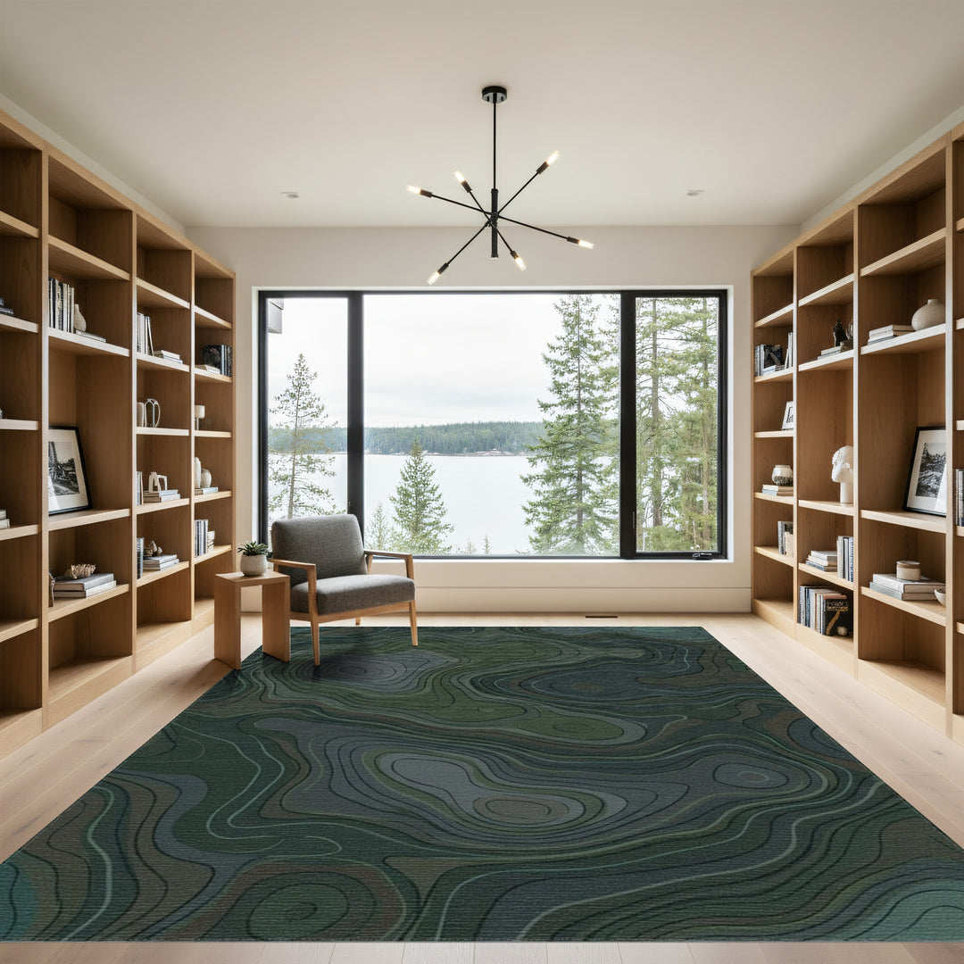 Deep Forest Contour Organic Rug