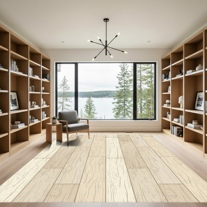 Earthy Blonde Wood Grain Plank Rug