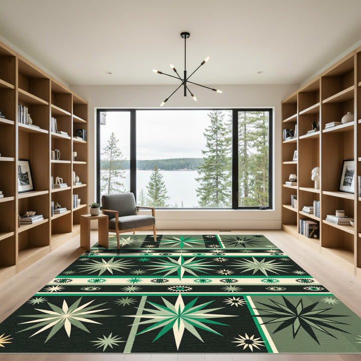 Emerald Green Starburst Eye Medallion Rug