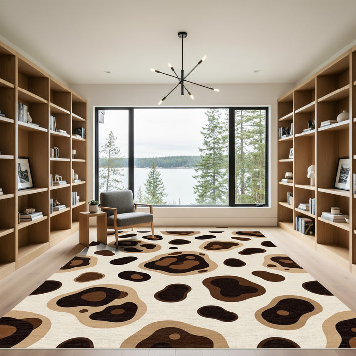 Brown and Beige Abstract Spots Rug