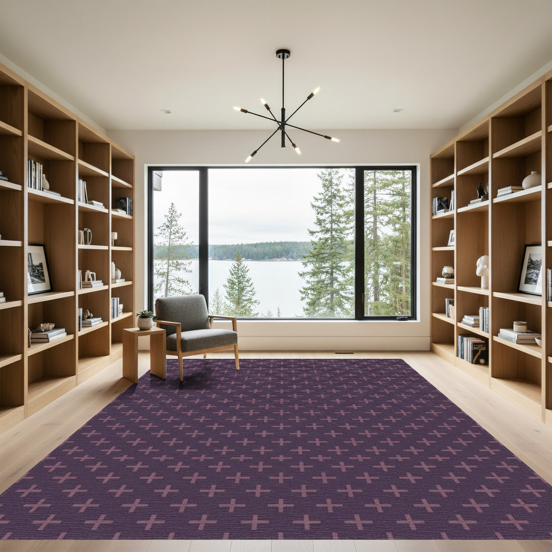 Plum Plus Gradiant Grid Rug