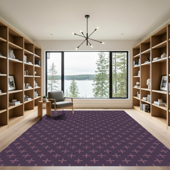 Plum Plus Gradiant Grid Rug