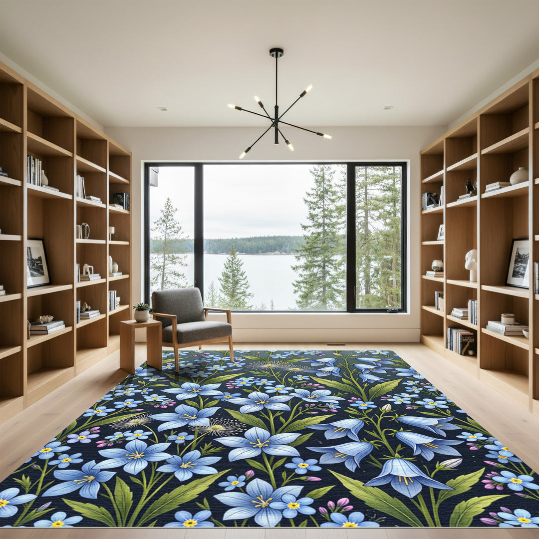 Blue Forget Me Not Bellflower Meadow Rug