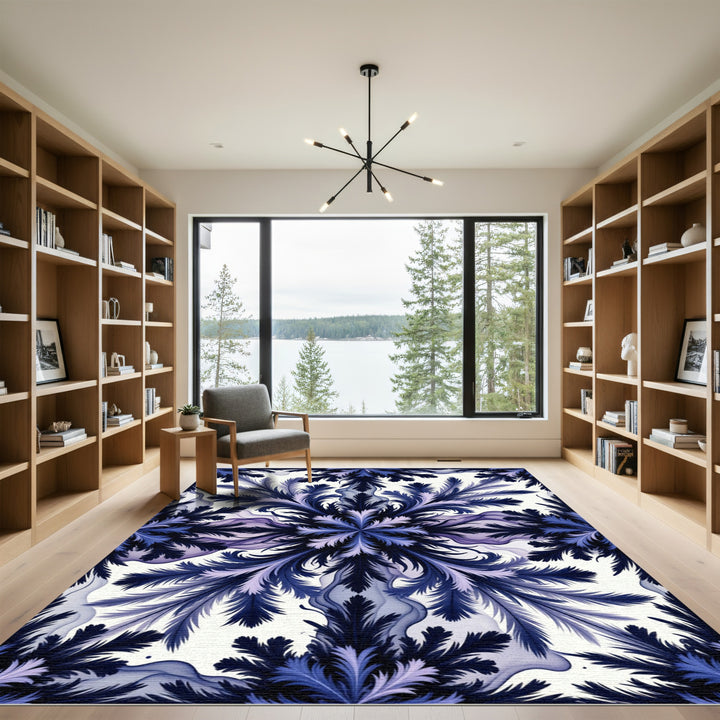 Deep Blue Frosty Flourish Medallion Rug