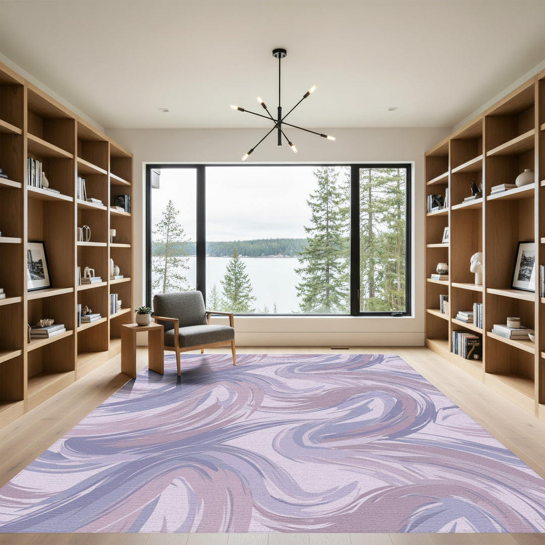 Soft Lavender Brushstroke Swirl Rug