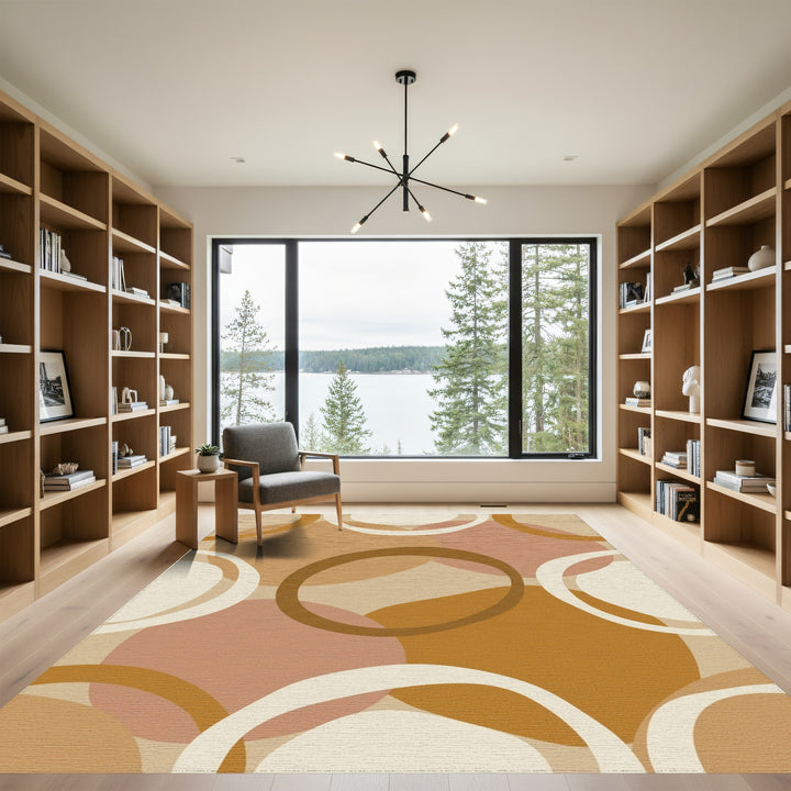 Earthy Geometric Abstract Circles Rug