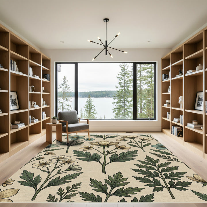 Vintage Botanical Anemone Floral Rug