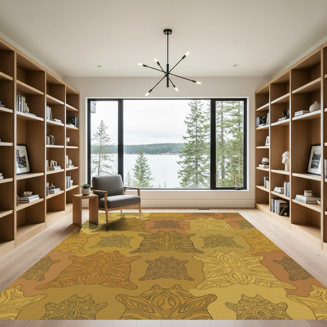 Golden Cowhide Mandala Rug