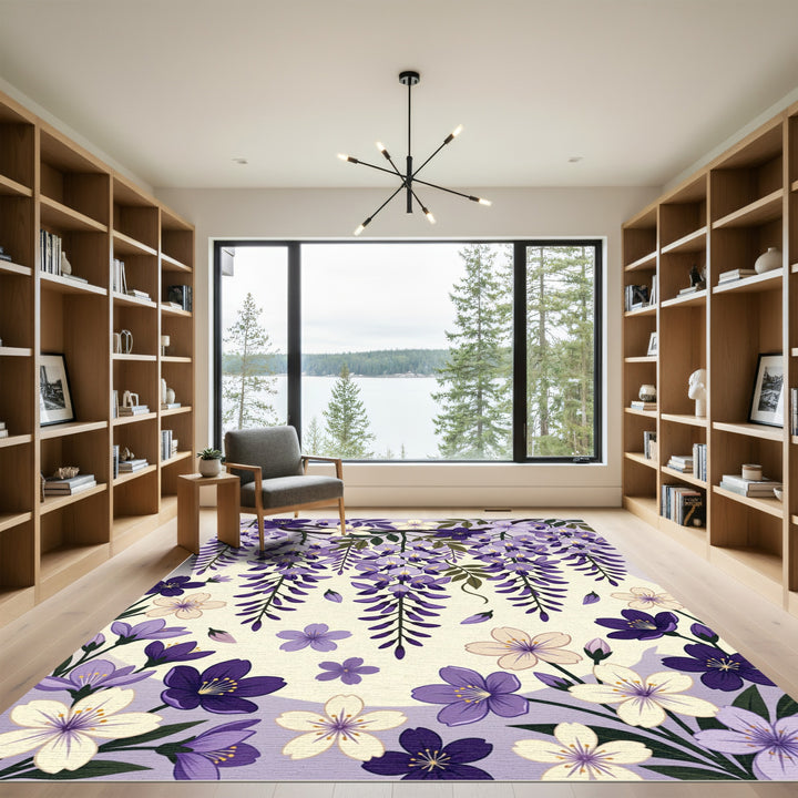 Purple Wisteria Cherry Blossom Rug