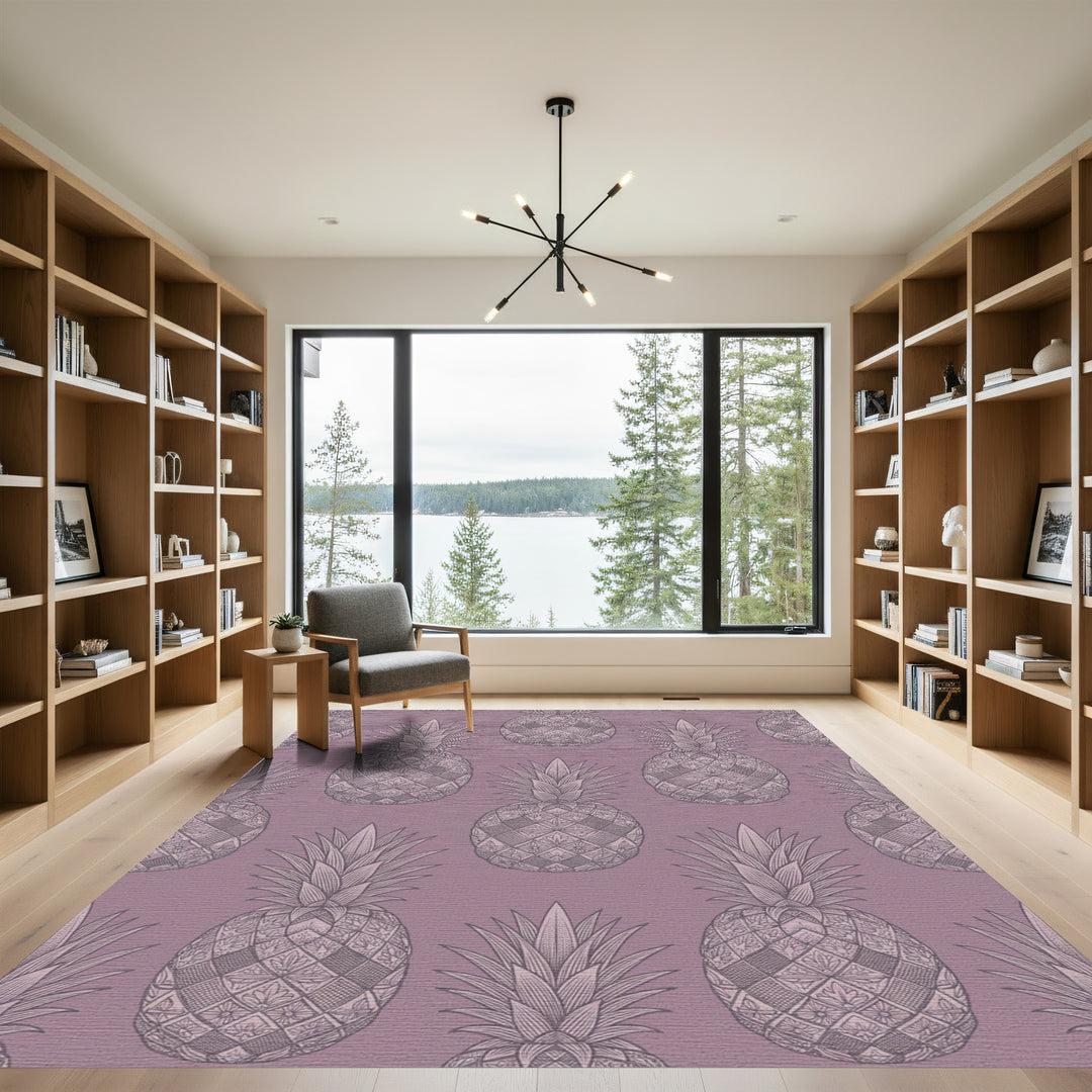 Mauve Pineapple Intricate Line Art Rug